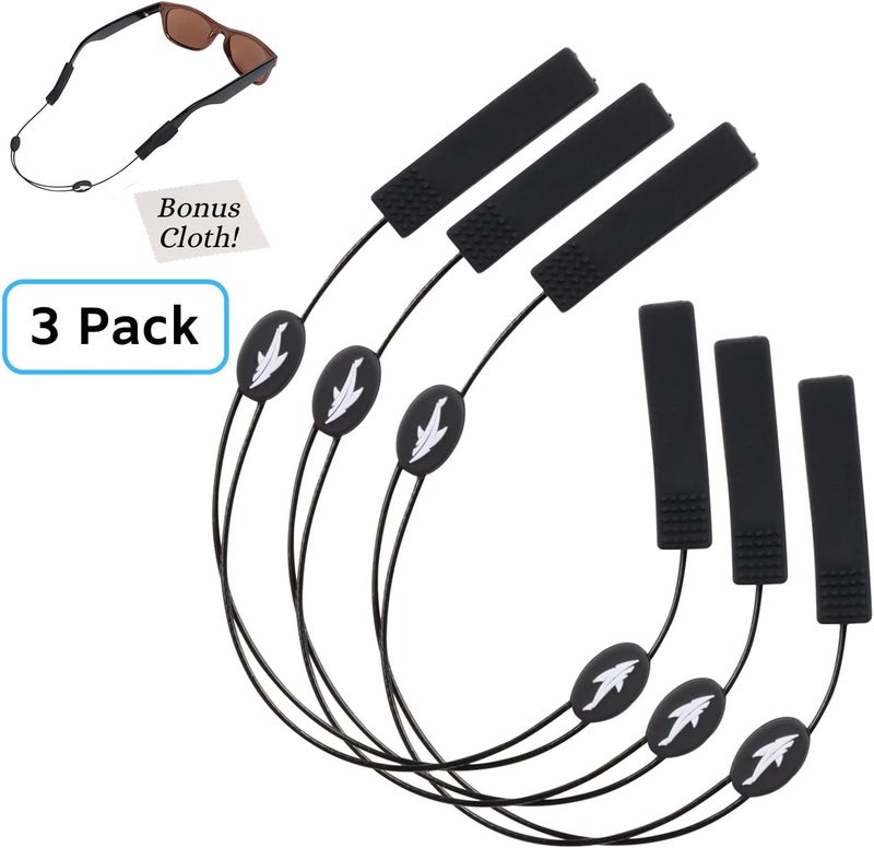 Sidelinx Adjustable Eyeglass Strap (Shark Style) - No Tail Sunglass Strap - Eyewear String Holder - With Bonus Glasses Cleaning Cloth - Image 2